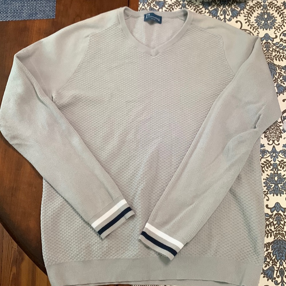 Under armor, v neck gray sweater, size medium